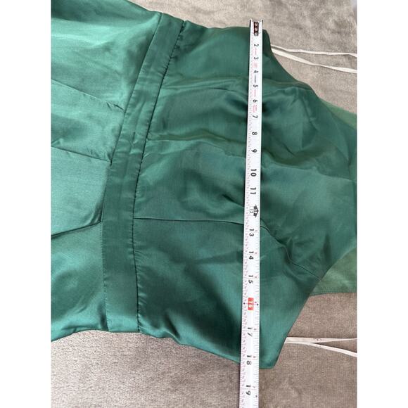 Lulus Emerald Green High-Low Satin Gown XL Halter Formal Maxi Dress - Picture 9 of 12